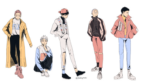 peachyerwin: karasuno in casual clothes for spookyselina ♡