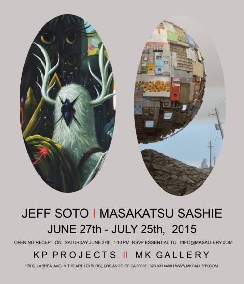 Japanese artist Masakatsu Sashie will be in a two person show with Jeff Soto at MK Gallery in Los An