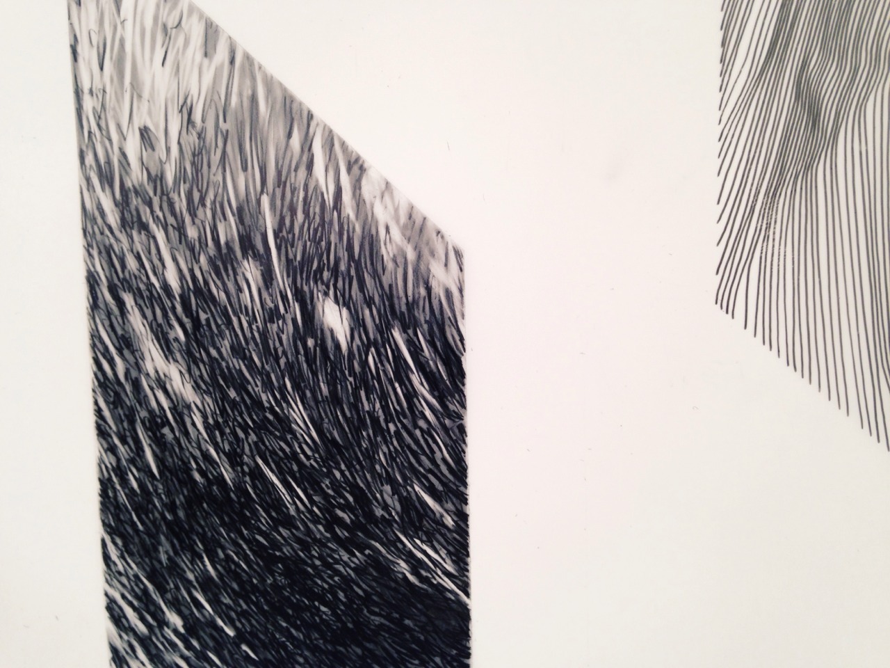 wrk-kevintownsend:  studio wall @ midnight another 24 x 36 drawing in ink and graphite