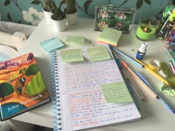 aleishastudies:  16/5/15: my english lit gcse is in two days. think it’s safe to say I’m bricking it! A few weeks ago I wrote out key quotes for each character and post-its have been a lifesaver! I’m writing out extra ones I might need and sticking