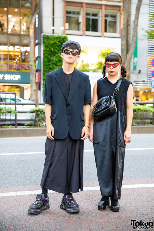 16-year-old Japanese students Sei and Yuzu wearing all black mostly vintage styles with items from C