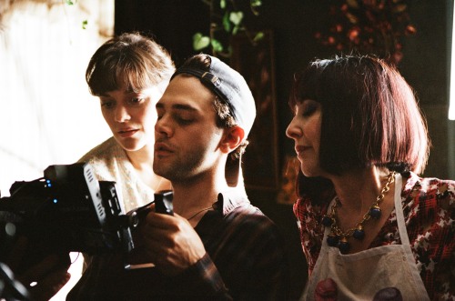 Xavier Dolan with cast and crew while filming Juste la fin du monde (2016)