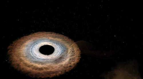 sci-universe:    Black Hole Tearing a Star Apart: New Findings Seen in Artist’s Rendering  What happens when a star gets too close to a black hole?  Recent observations by a trio of orbiting X-ray telescopes of an event dubbed  ASASSN-14li,  in a distant