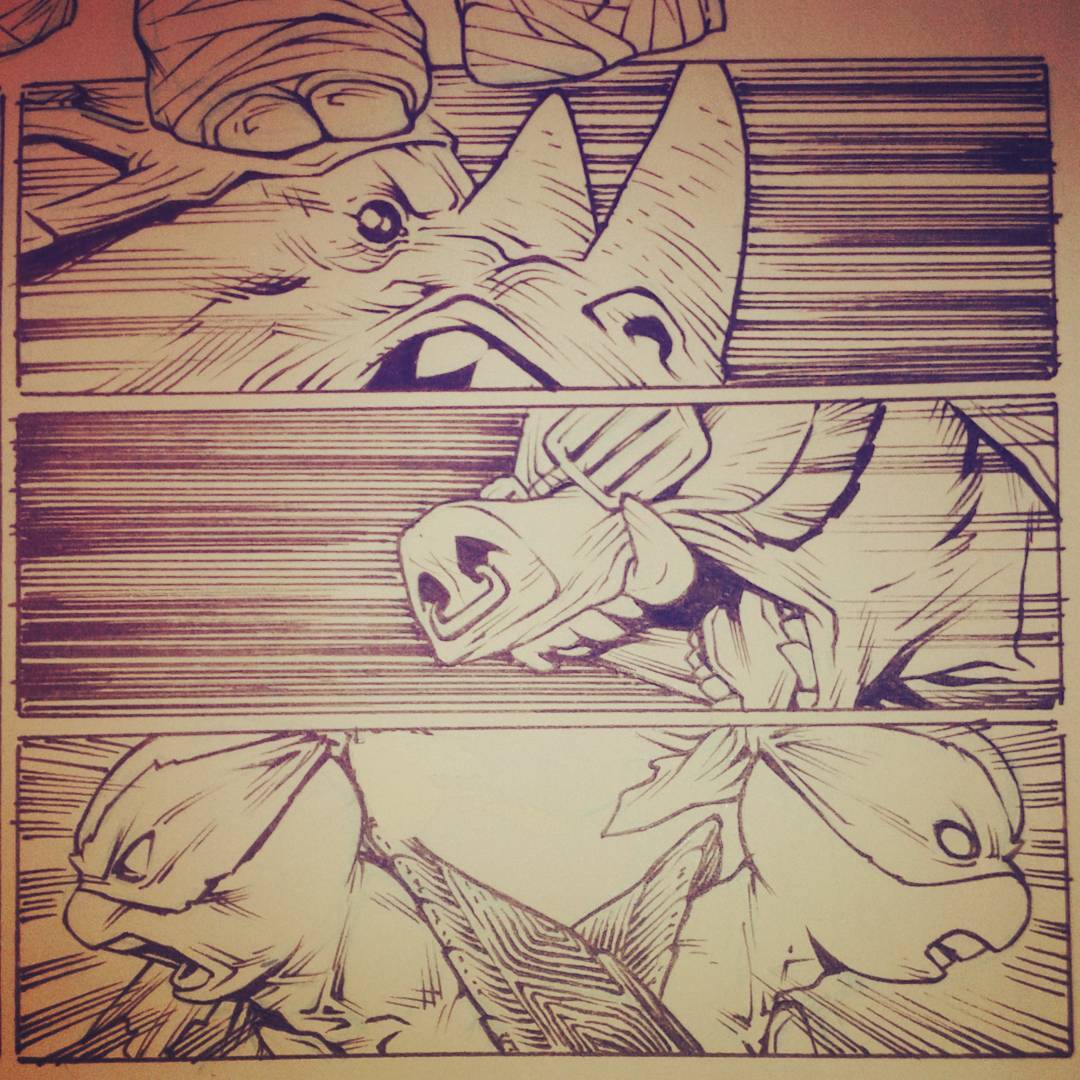 Watch your mouth, Slime Ball! #TMNT #IDW #comics #inks #rocksteady #Bebop #Raphael #Michelangelo #santolouco