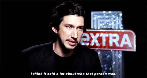 scarletwitchs:Adam Driver on Kylo Ren’s lightsaber.