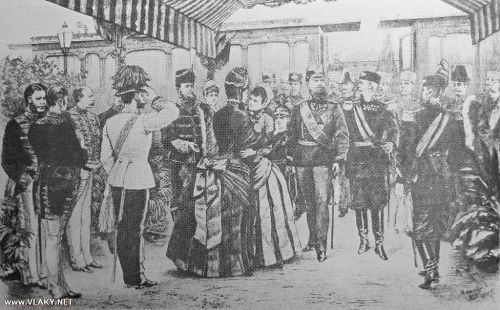 queenoftheamazons1837: Empress Sissi receiving the Russian Empress Marie Feodorovna. August 25th, 18