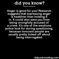 Did-You-Kno:  Anger Is Good For You! Research Suggests That Expressing Anger Is Healthier