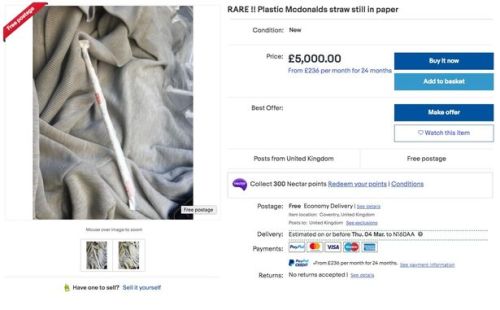 McDonald’s original plastic straws are fetching $$$ on eBay.