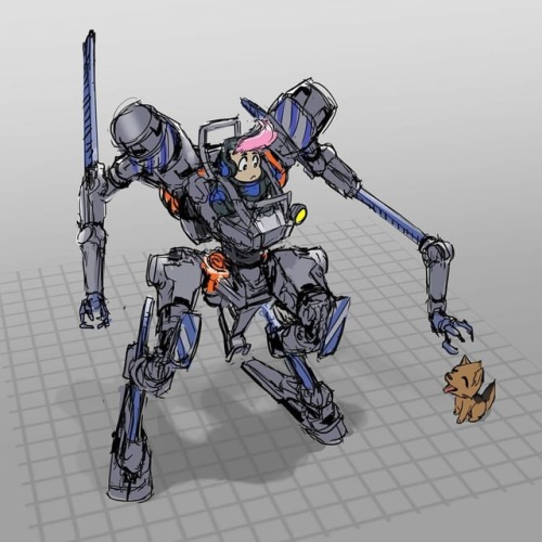 Speeny Weeny: A robot suit combined with chibi characters. With chibi rules, should dogs get noses i