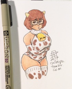 callmepo: JINKIES! I’m a Cow-girl!  - Velma Cowbell.  [Visit my Ko-fi and buy me a coffee some markers if you like my tiny doodles and want to see more!]    moo ;9