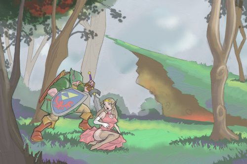 stonepaintings:  Legend of Zelda: Dirty Old Link is doing the kidnapping now.  Check out a higher res version here.  Why are “what if?” scenarios so much better than the canon norm? It’s not fair.