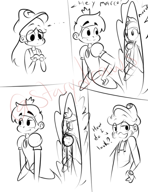 starydraws:  Starco sketches- hugs and dolls./Mario cosplayHugs-Requested by- @kenichishinigamiMario-Requested by- @isaacool6