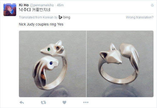 someponys-scribbles:  globegander:  That’s a pretty cute ring. What’s the Korean word for cute?  My future spouse better hope they have as big of a HoppsWilde obsession as I do, cos this is the ring I’m getting them. 