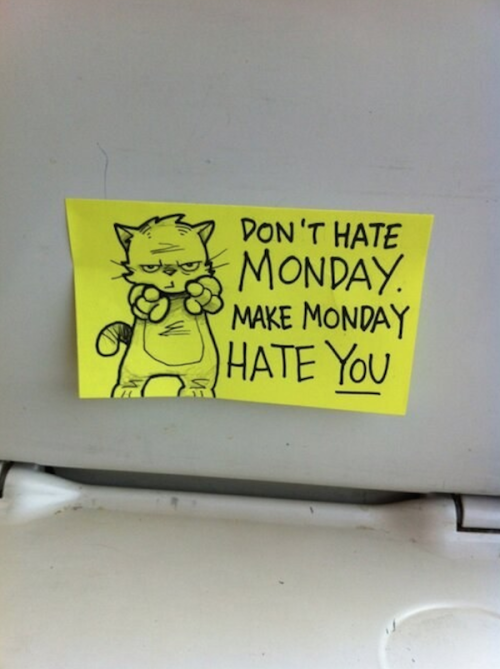 thevellocirapper:  catsbeaversandducks:  Post-it Notes Left on the Train Writer and illustrator October Jones, the creative genius behind Text From Dog and these funny train commute doodles, is at it again with these hilarious motivational post-it notes