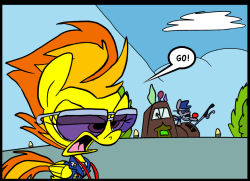 joeywaggoner:    I know similar jokes like this one have been made, but I think this is the first comic of it.Immediately when I saw that scene in today’s episode I thought, “Derpy’s eyes are naturally dizzy, she could fly perfectly after being