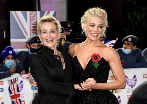 travelerontheedge17:  Hannah Waddingham and Sharon Stone during the Pride Of Britain Awards 2021