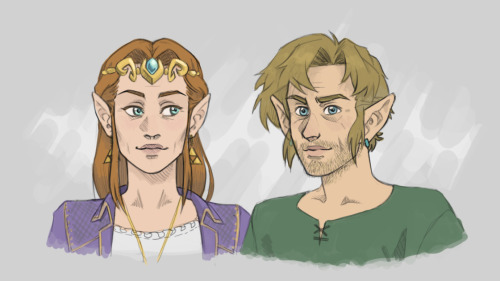 guilherme-rm:  Mature Link and Zelda portraits