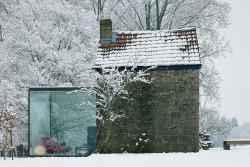 archatlas:  Roly Atelier d’Architecture Bruno Erpicum and Partners “This is a small outbuilding which has been extended and transformed into a house – now a bed and breakfast. The aim was to introduce steel sheets into the existing structure to