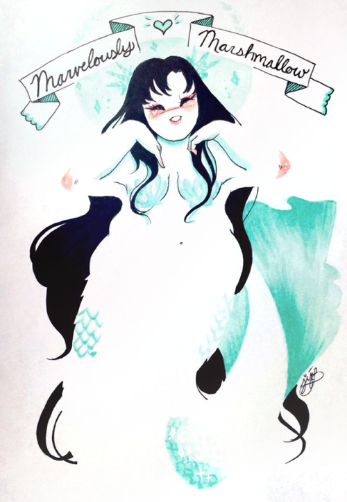 jijidraws:♡ MERMAY! Part 2 ♡I had a great time exploring negative shapes this Mermay. All originals 