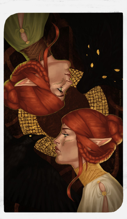 eleonorpiteira:Asha and Lanaya Lavellan, from Dragon Age: Inquisition (x)Commissioned by the lovely 
