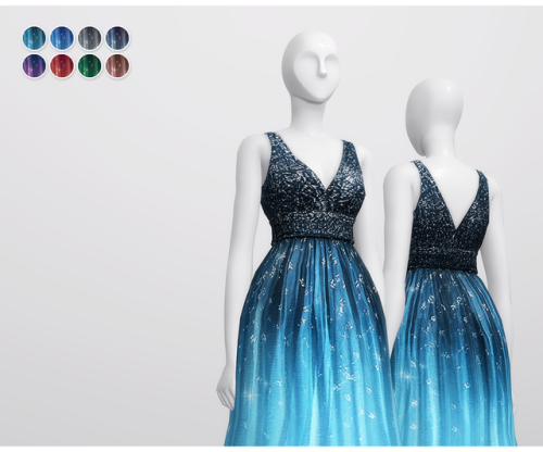 rusty-sims: Embellished Blue Ombré Dress by Marchesa Notte / 8 Color 무단수정/2차배포 절대 금지 DO NOT U