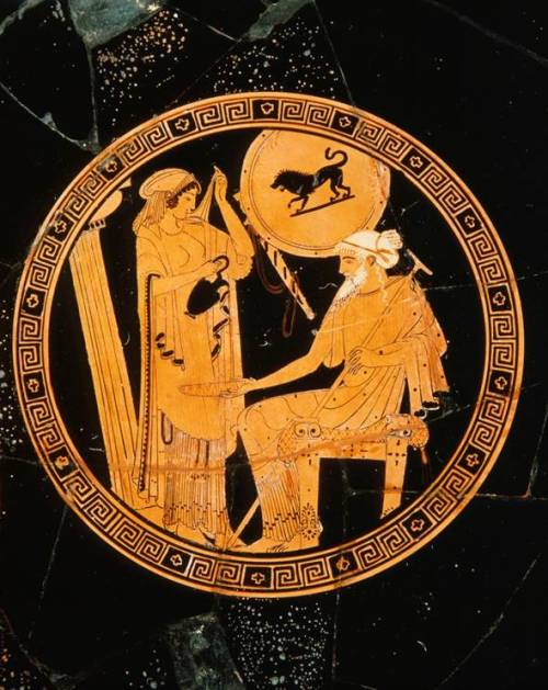 oupacademic:Helen and PriamThe scene is not from the Iliad but inspired by it. Helen is inside—note 