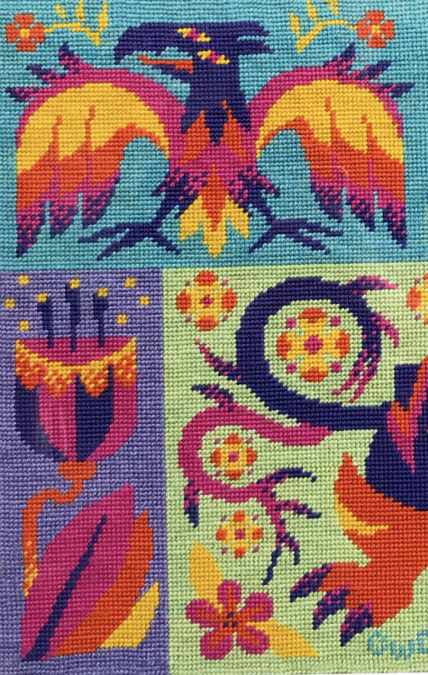 I finally took this big needlepoint piece out for a photoshoot! This is from my show Menagerie. The 