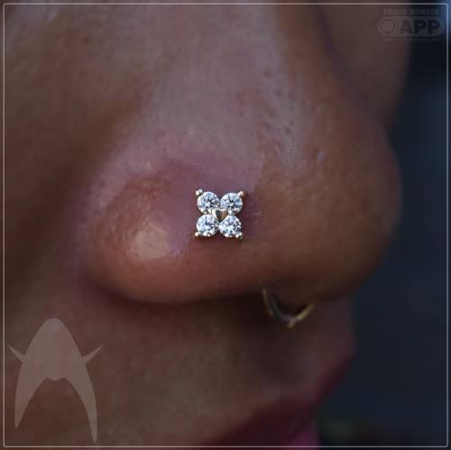 allthepiercingsandbodymods:Nostril piercing by aesthetic_ambition_mdr. Jewellery by @buddhajewelryor