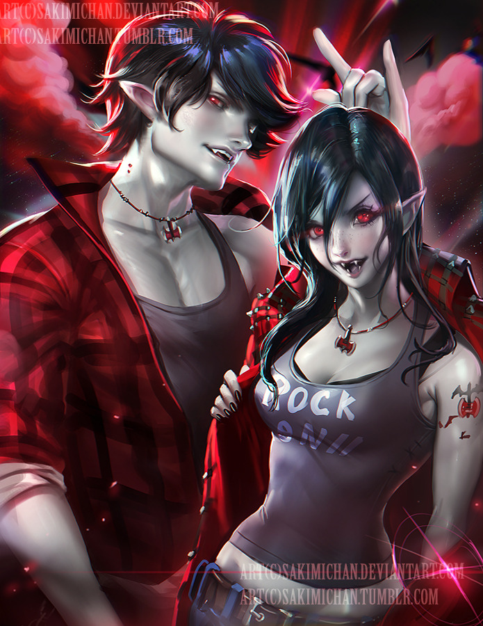 sakimichan:  marceline marshall lee♥ Experimental piece ! High-res JPG, Vid process,PSD