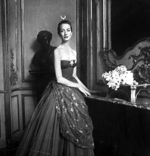 Della Oake in Balmain stars dress 1949 by Henry Clarke