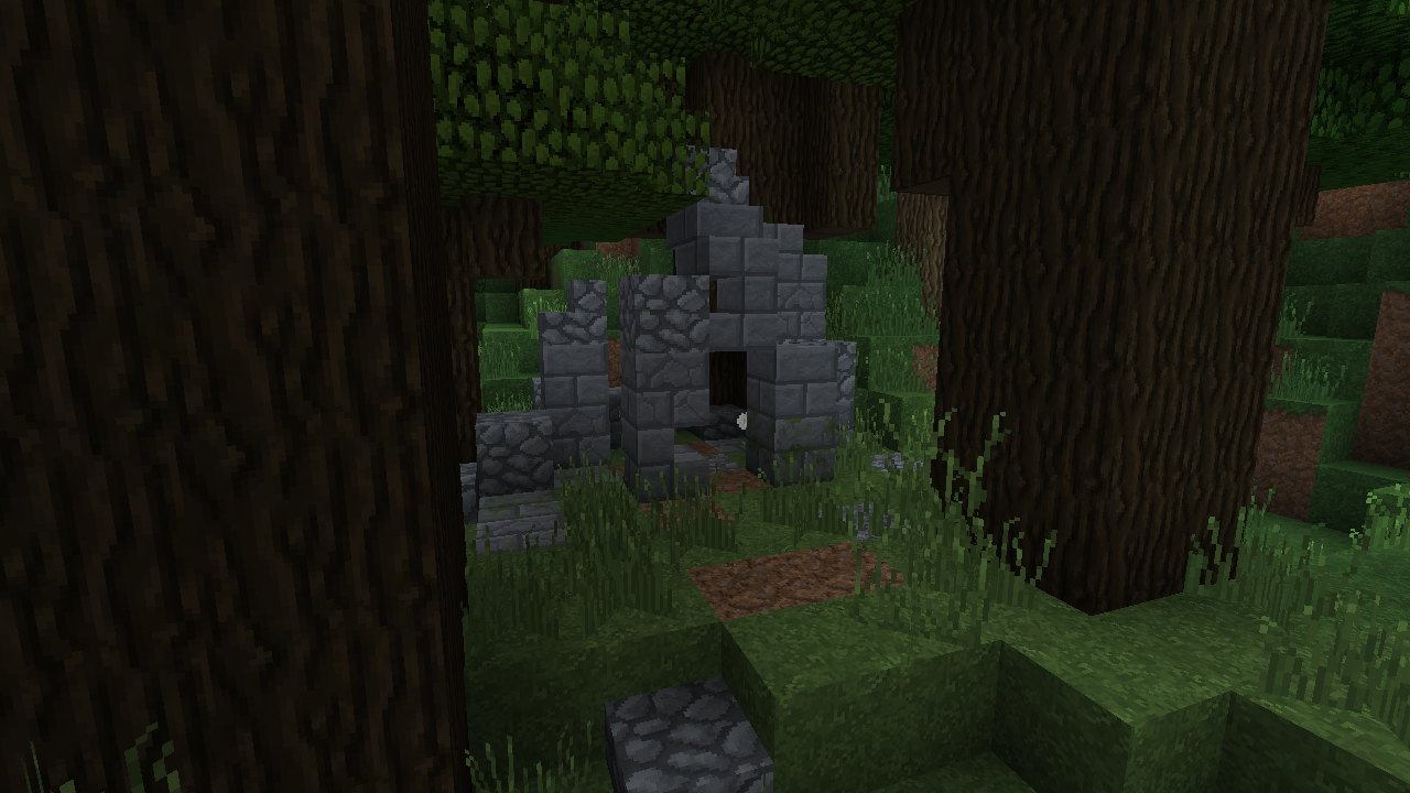 The Minecraft Dose The Ruins Of A House In The Roofed Forest