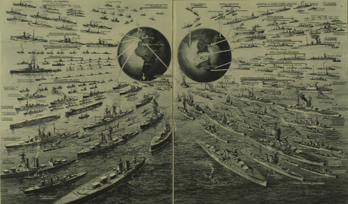 The Royal Navy in 1928. Drawn by George Horace Davis for the Illustrated London News. A bisected ver