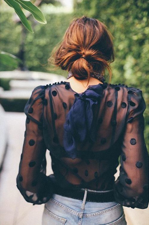 sophication:(via Easy Hairstyles To Try Now From Instagram) Navy Polka Dots? Yes Please.