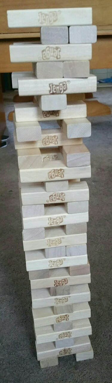 My little sister wanted me to show you this tower we made playing Jenga (it fell