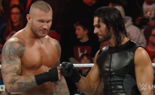 wrestlingoutofcontext:  When your parents force you to make up with your brother