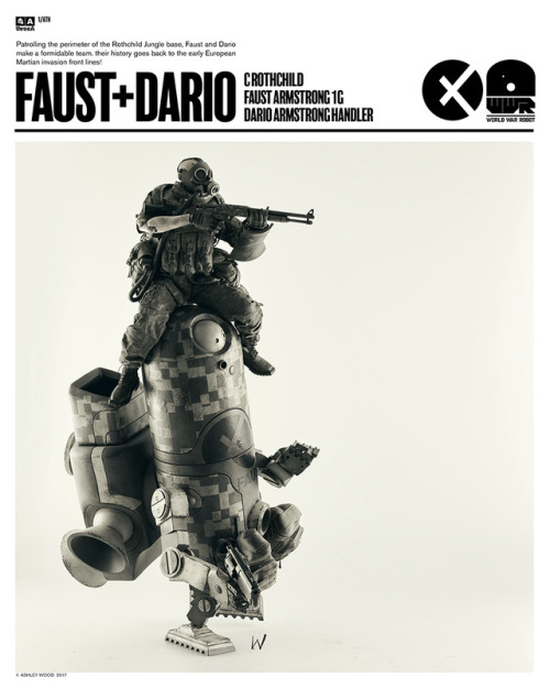 worldof3a:  1/6th scale WWR Dario and Faust Set, available right now and only at BAMBALAND.comWWR DARIO and FAUST 1/6th setWorld War Robot1/6th Collectible Figure SeriesDesigned by Ashley WoodWWR DARIO and FAUST 1/6th Set Includes:FAUST ARMSTRONG 1G 