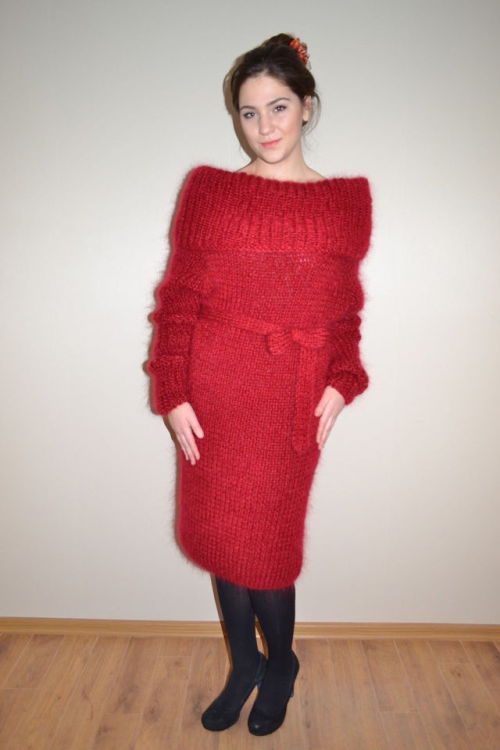 again…Bun and red sweater dress