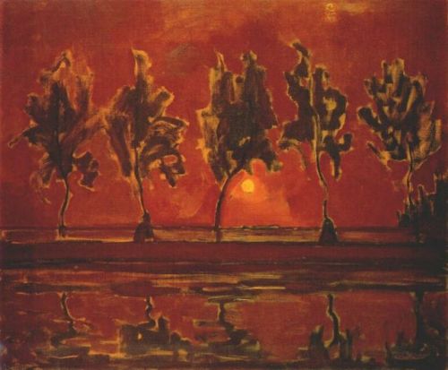 artist-mondrian: Trees by the Gein at Moonrise, 1908, Piet Mondrian Medium: oil,canvaswww.wi