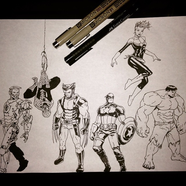 markster02:  I think this is my first drawing in a long time that I used many superheroes