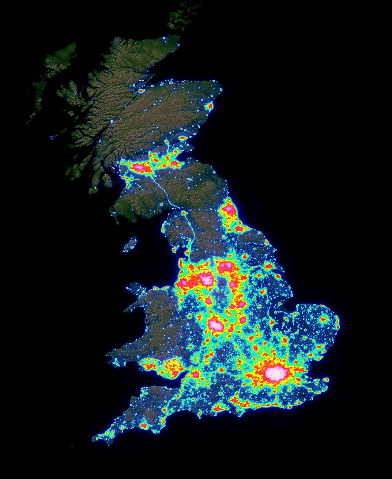 Light Pollution map of Great Britain.
