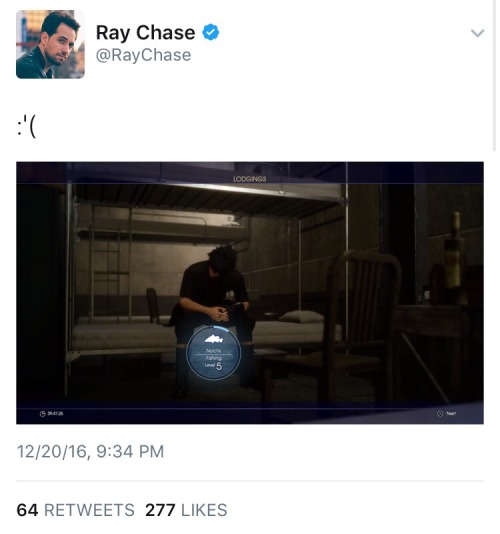fabulanovas:  if you don’t follow Ray’s Twitter (Noct’s VA) then you’re missing out big time
