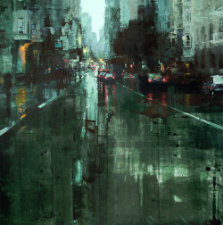 englishsnow:  Oil cityscapes by Jeremy Mann 