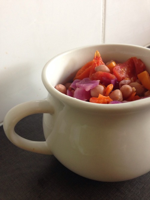 Chunky soup - overcooked it a bit hence the pale purple cabbage!