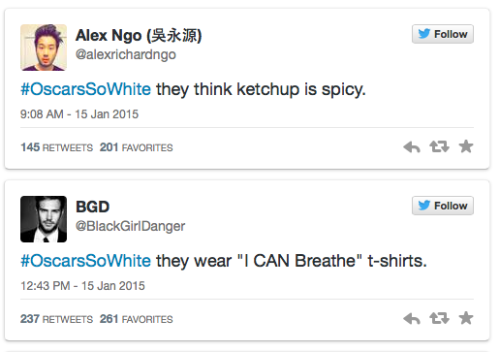 micdotcom:  Twitter users call out the Oscars with #OscarsSoWhite