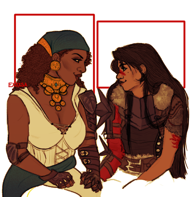 exoxsa: Isabela and my Hawke!  (ref used) 