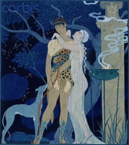 ratatoskryggdrasil:Venus and Adonis, Georges Barbier, c. 1920s.