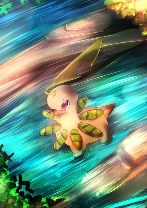 autobottesla:Day 285 - Bayleef | ベイリーフAs a Bayleef, its plant necklace becomes long rolls of leaves,