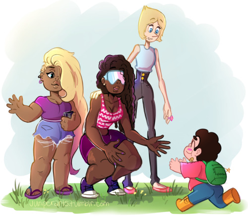 shantrinas: juniperarts: Decided to do my version of the gems as humans. Doing normal things like 