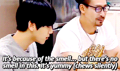 chan-soo:   Byun Baekhyun forever struggling with his food (╯°Д°）╯cucumber