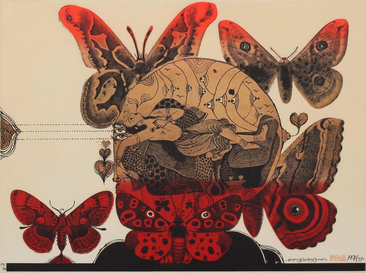 Ardy Strüwer — Dreaming Butterfly Man (litograph, 1970)